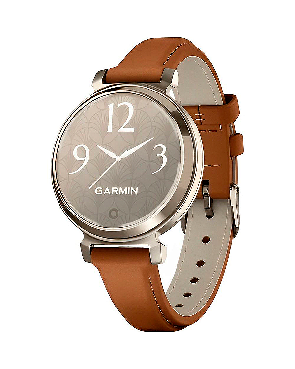 Relógio Garmin Lily 2 Classic -35.4MM Crean Gold- Tan Leather Band 010-02839-02