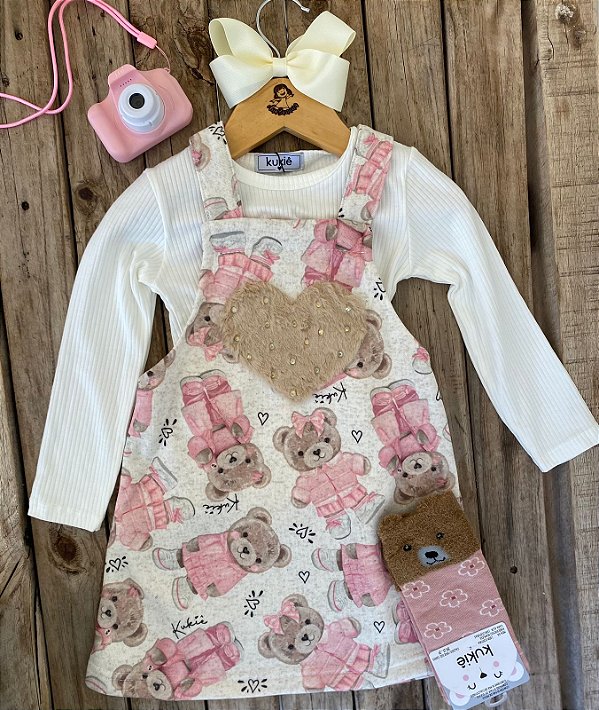 Conjunto Salopete Teddy Lovers