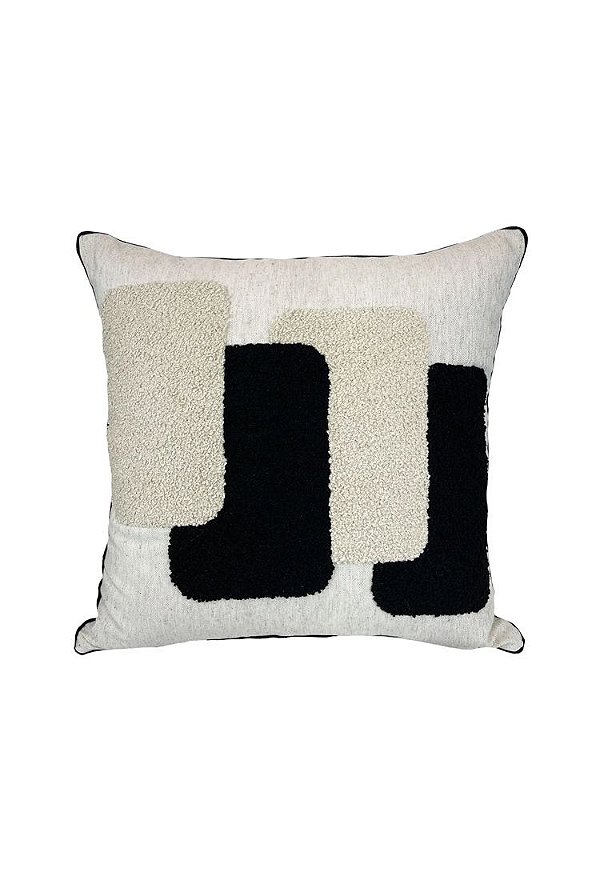 ALMOFADA LINHO 52X52 C/ BORDADO BOUCLE PRETO