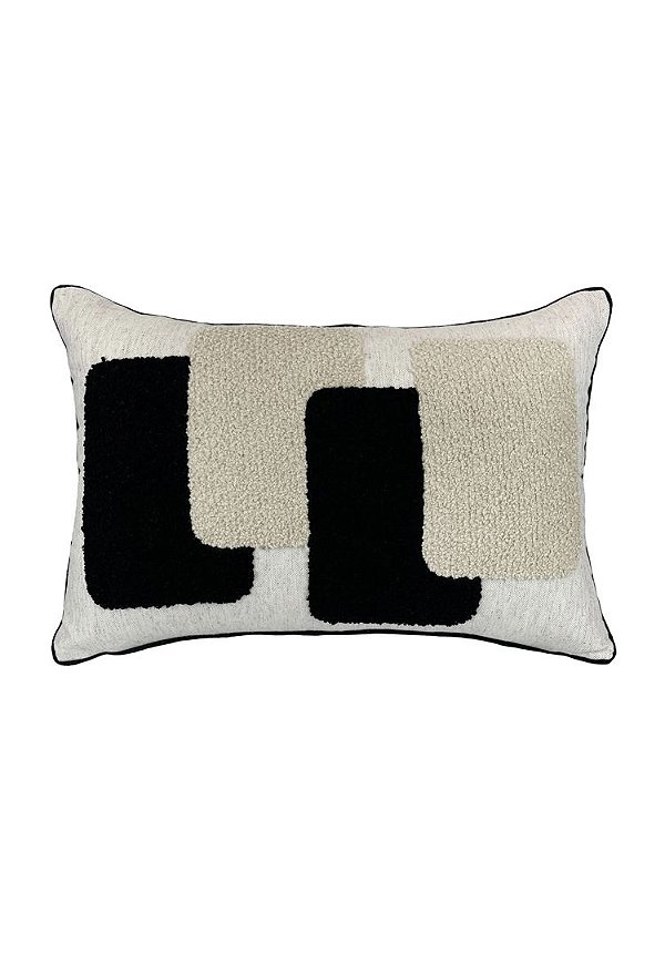 ALMOFADA LINHO 35x52 C/ BORDADO BOUCLE PRETO