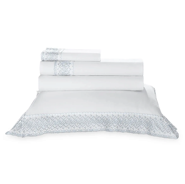 Jogo de Cama 200 Fios c/ Bordado Branco