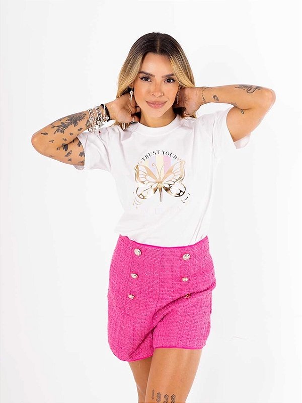 Tshirt Trust Your Borboleta Aplicação Foil