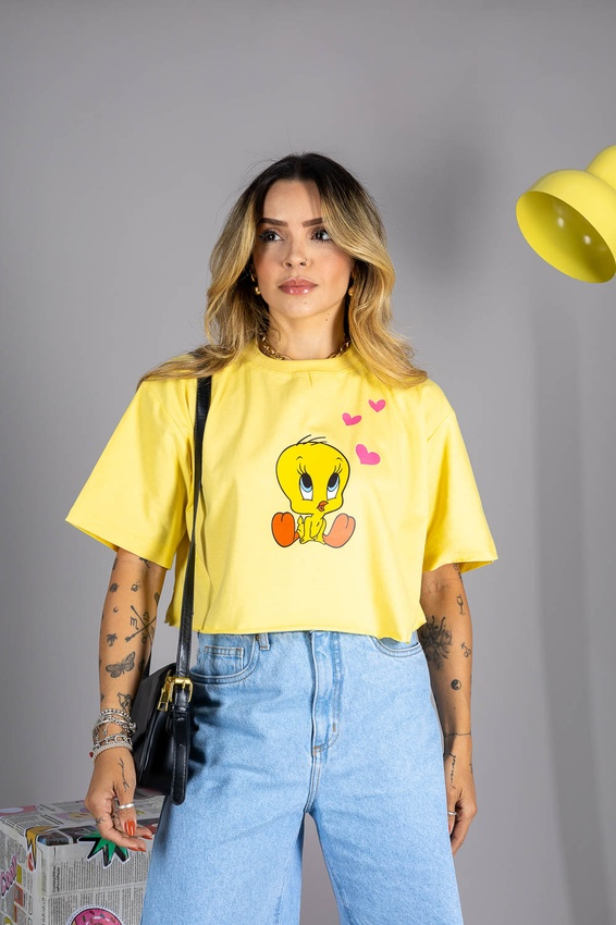 Cropped Toque de Seda (Menegotti) - PiuPiu - Amarelo