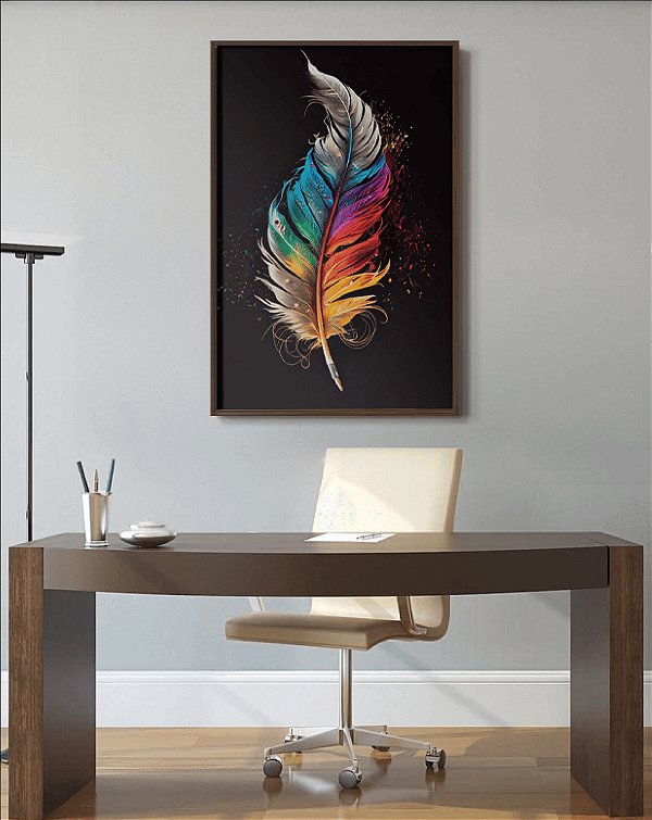 Quadro Decorativo Pena Colors Arco Íris
