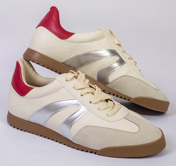 Tenis Lunna com Prata e Vermelho
