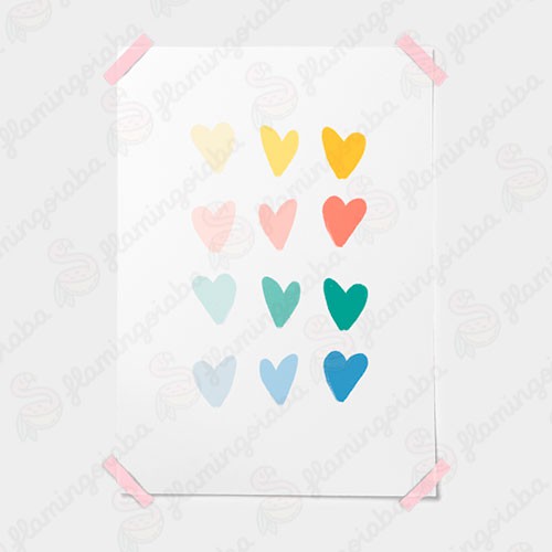 Quadro Corações Coloridos
