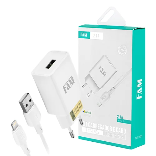 Carregador Completo Lightning USB 2.1 FKT-1505.