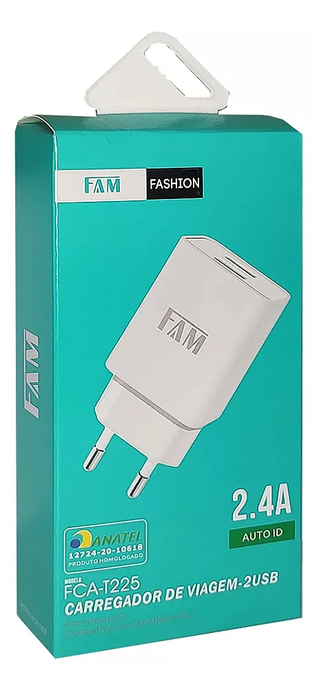 Fonte de Carregador - 2 USB FCA-T225 2.4 FAM.