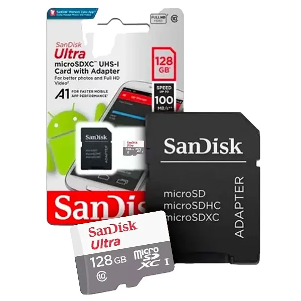 Cartão de Memória 128GB SanDisk Ultra.
