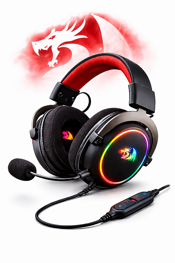 Fone de Ouvido Gamer Redragon H510 RGB ZeusX USB.