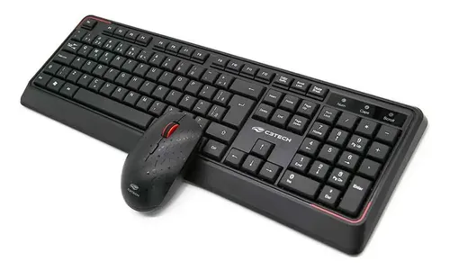 Kit Teclado e Mouse Sem Fio C3Tech K-W70BK Preto.