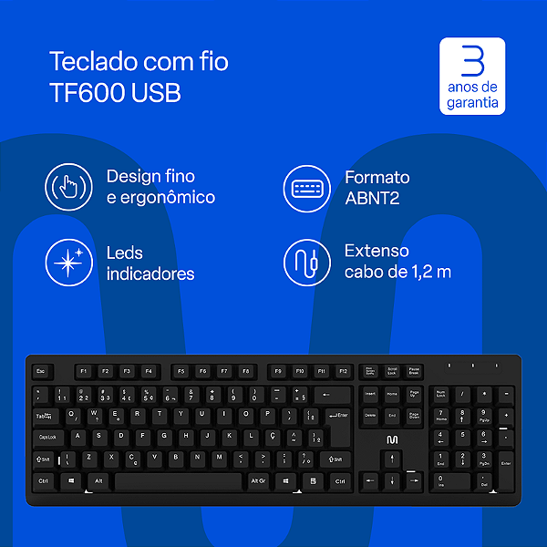 Teclado Multilaser Multi com Fio TF100.