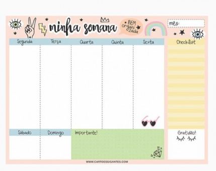 BLOCO SEMANAL DE MESA BS52 CARTOES GIGANTES 40FLS