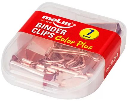 BINDER CLIPS 25MM ESTOJO C/ 7 UNID MOLIN - ROSE