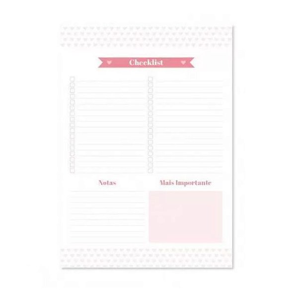 BLOCO OTIMA A4 PINK STONE CHECKLIST