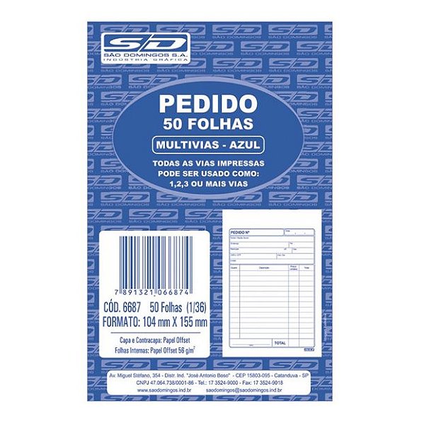 BLOCO DE PEDIDO SAO DOMINGOS 1/36 MULTIVIAS