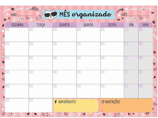 BLOCO MENSAL DE MESA BM72 CARTOES GIGANTES