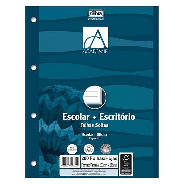 BLOCO P/ FICHARIO TILIBRA A4 200FLS BRANCO