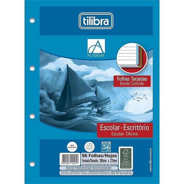 BLOCO P/ FICHARIO TILIBRA A4 96FLS COLOR