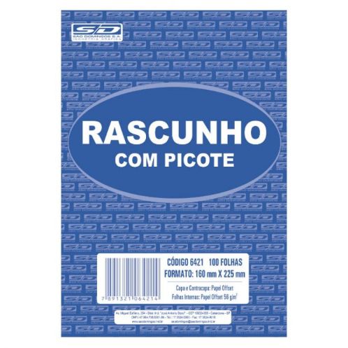 BLOCO RASCUNHO 160X225MM 100FLS S/PAUTA