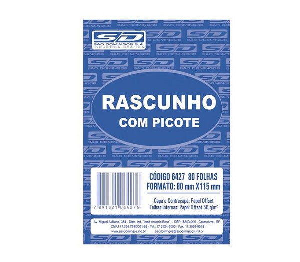 BLOCO RASCUNHO 80X115MM 80FLS S/PAUTA