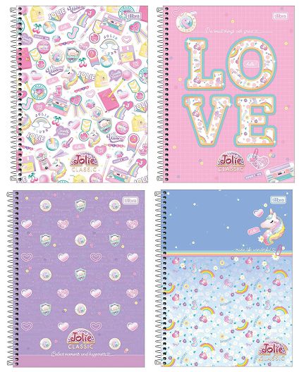 CADERNO TILIBRA A4 ESPIRAL 10M CD JOLIE CLASSIC 160FLS