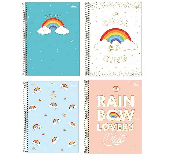 CADERNO TILIBRA A4 ESPIRAL 10M CD RAINBOW 160FLS