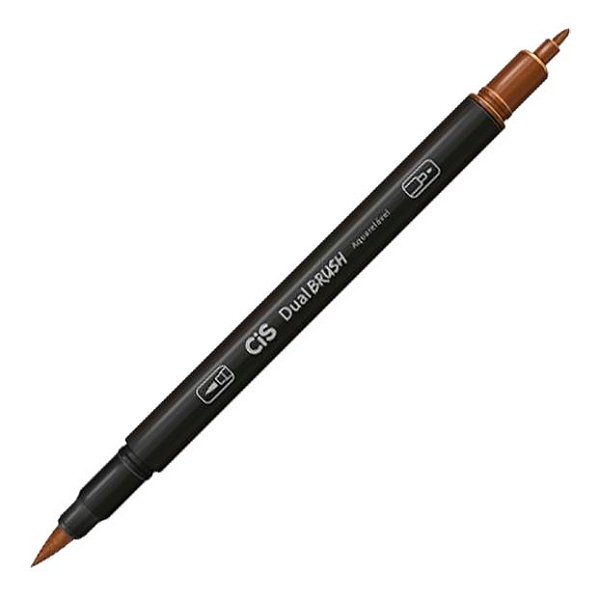 CANETA CIS DUAL BRUSH AQUARELAVEL - 12 MARROM