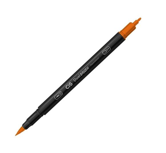 CANETA CIS DUAL BRUSH AQUARELAVEL - 18 LARANJA ESC