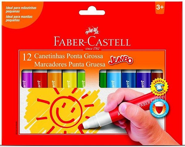 CANETA HIDROCOR FABER 12 CORES - JUMBO