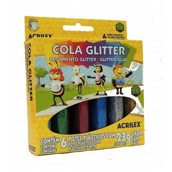 COLA GLITTER 6 CORES - ACRILEX