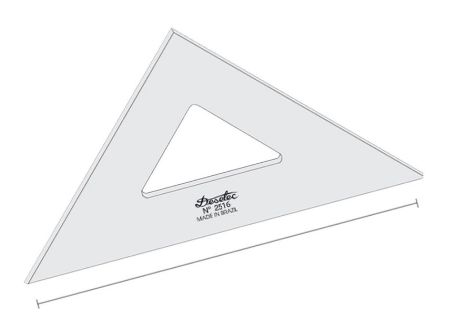 ESQUADRO TRIDENT 45° 16CM ACRILICO - SEM GRADUACAO 2516