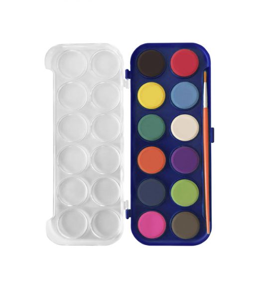 ESTOJO DE AQUARELA PASTILHA - 12 CORES + 1 PINCEL