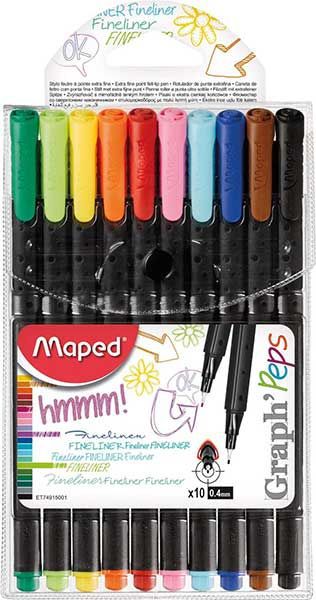 ESTOJO MAPED GRAPH&#39;PEPS 0.4MM C/10 CANETAS