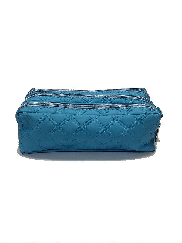 ESTOJO PORTA LAPIS 3 DIV - AZUL PASTEL
