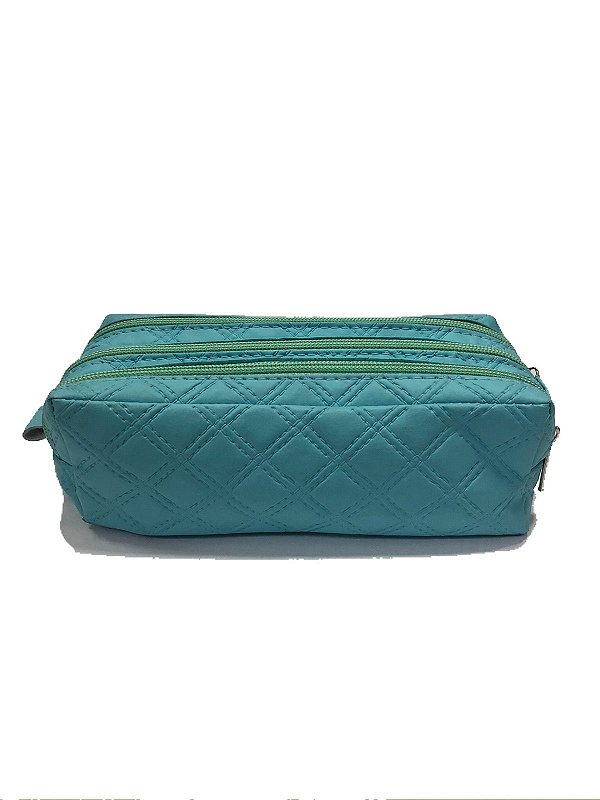ESTOJO PORTA LAPIS 3 DIV - VERDE PASTEL