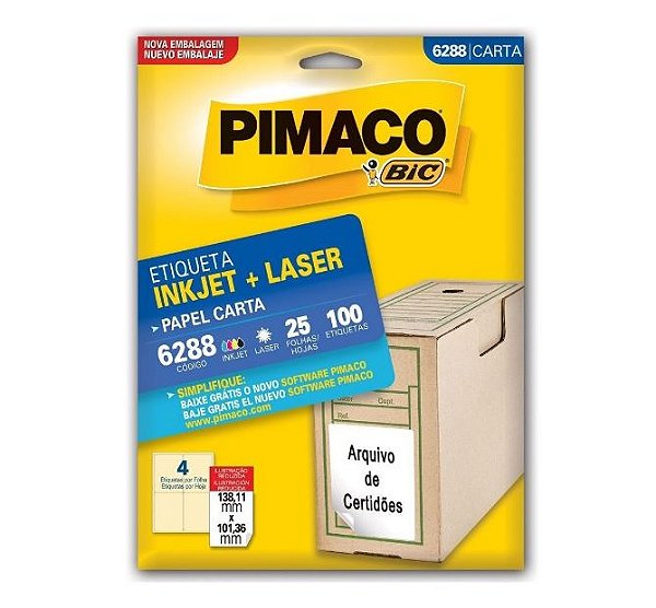 ETIQUETA UNID IMPRESSÃO (4/FOLHA) 6288