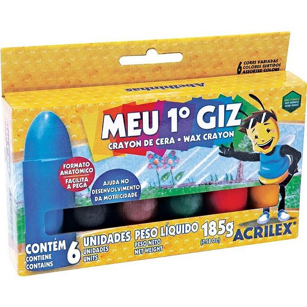 GIZ DE CERA ACRILEX MEU PRIMEIRO GIZ 6 CORES