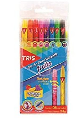 GIZ DE CERA TRIS 08 CORES RETRATIL FRUITS