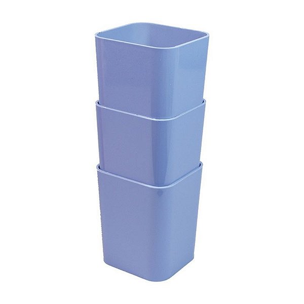 KIT 3 PORTA OBJETOS DELLO - AZUL CLARO