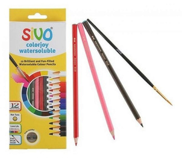 LAPIS DE COR AQUARELAVEL SIVO COM 12 CORES