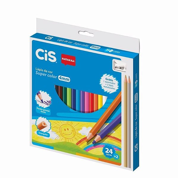 LAPIS DE COR CIS 24 CORES - COM +2 LAPIS 4MM