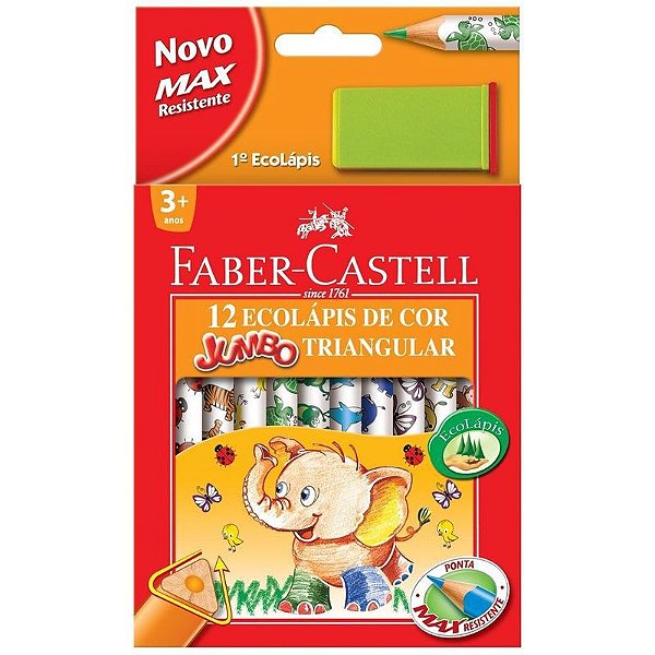 LAPIS DE COR FABER 12 CORES - JUMBO