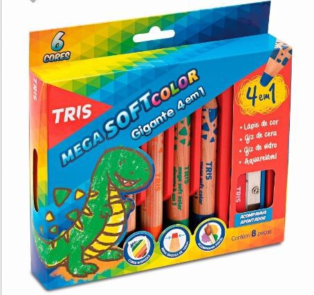 LAPIS DE COR TRIS 06 LAPIS 4EM1 JUMBO MEGASOFT