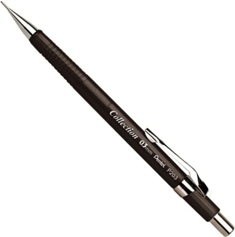 LAPISEIRA PENTEL P200 COLLECTION 0,3 MM - PRETO FOSCO