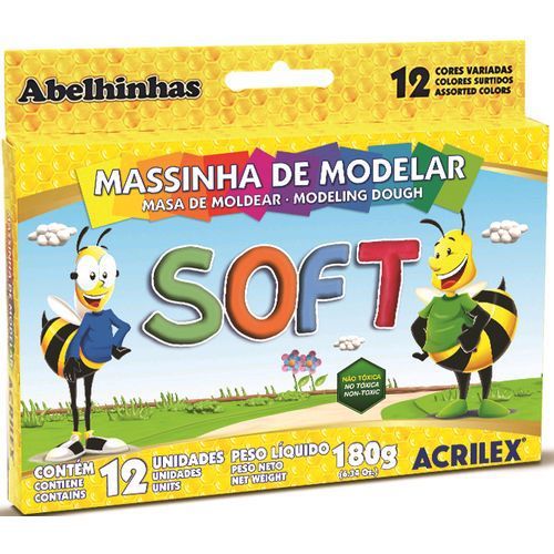 MASSA DE MODELAR ACRILEX BASE AMIDO 12 CORES SOFT