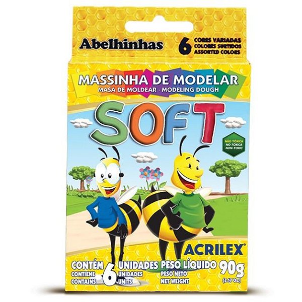 MASSA DE MODELAR ACRILEX BASE AMIDO 6 CORES SOFT