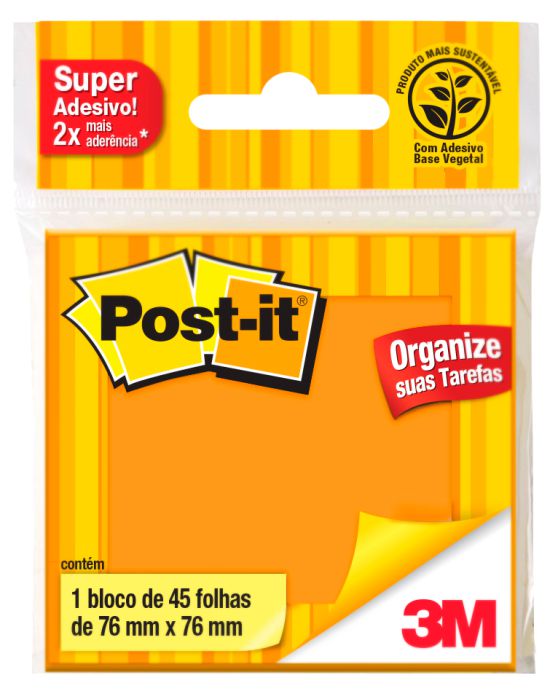 NOTA ADESIVA 76X76 45FLS 3M - LARANJA