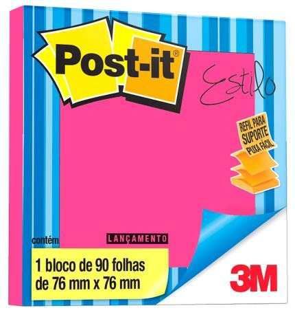 NOTA ADESIVA 3M REFIL 76X76 90FLS 3M - ROSA NEON