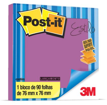 NOTA ADESIVA 3M REFIL 76X76 90FLS 3M - ROXO